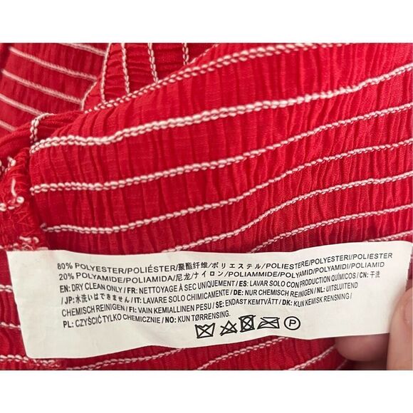 J.O.A. Red Just One‎ Answer Smocked 3/4 Sleeve Mini Dress XL - Picture 4 of 4